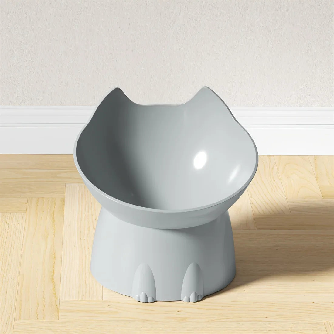 WhiskerWare Elevated Cat Bowl, Anti-Tip Plastic Raised Pet Feeding Dish with Tilted Edge, Neck Protection Kitty Food