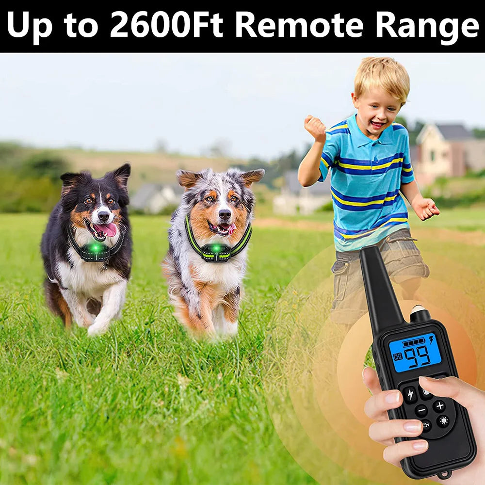 800m Digital Dog Training Collar Waterproof Rechargeable Remote Control Pet with LCD Display for All Size Shock Vibration Sound