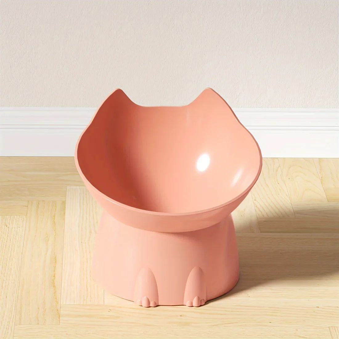 WhiskerWare Elevated Cat Bowl, Anti-Tip Plastic Raised Pet Feeding Dish with Tilted Edge, Neck Protection Kitty Food