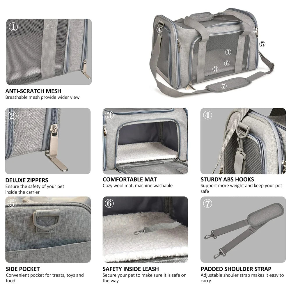 1PC Cat, Dog Carrier for Small Medium Cats Puppies up to 15 Lbs, Collapsible Travel Puppy Carrier